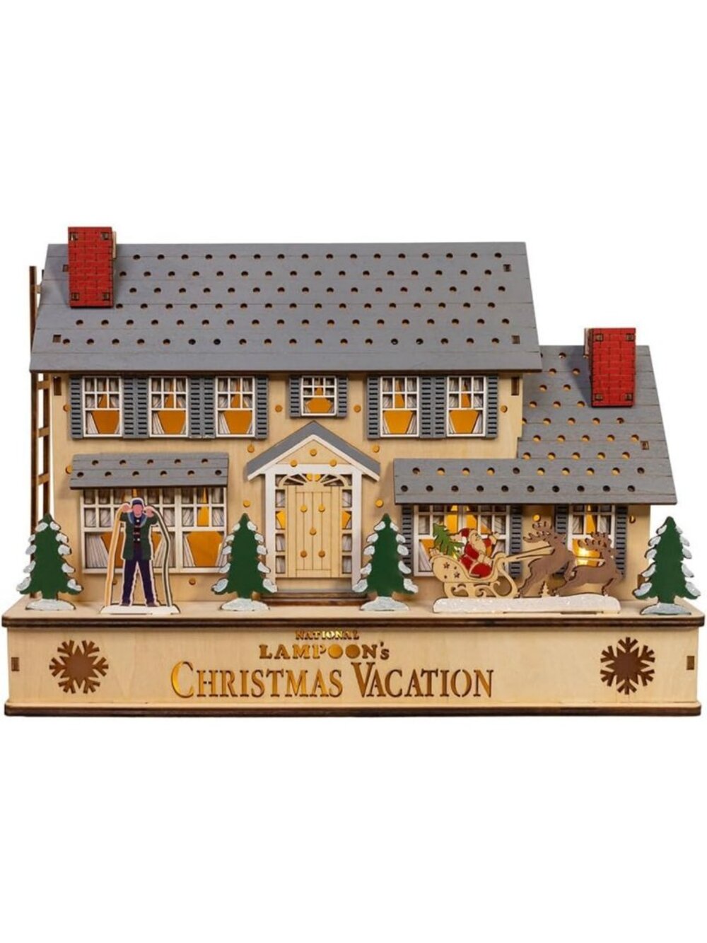 12" Lighted Christmas Vacation House - Battery Operated Holiday Decor